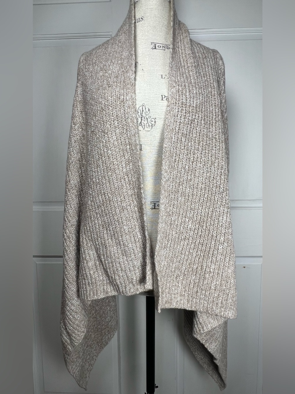 Old Navy Open-Front Draped Sweater Vest Ribbed Knit Waterwall Shawl Collar Sz M